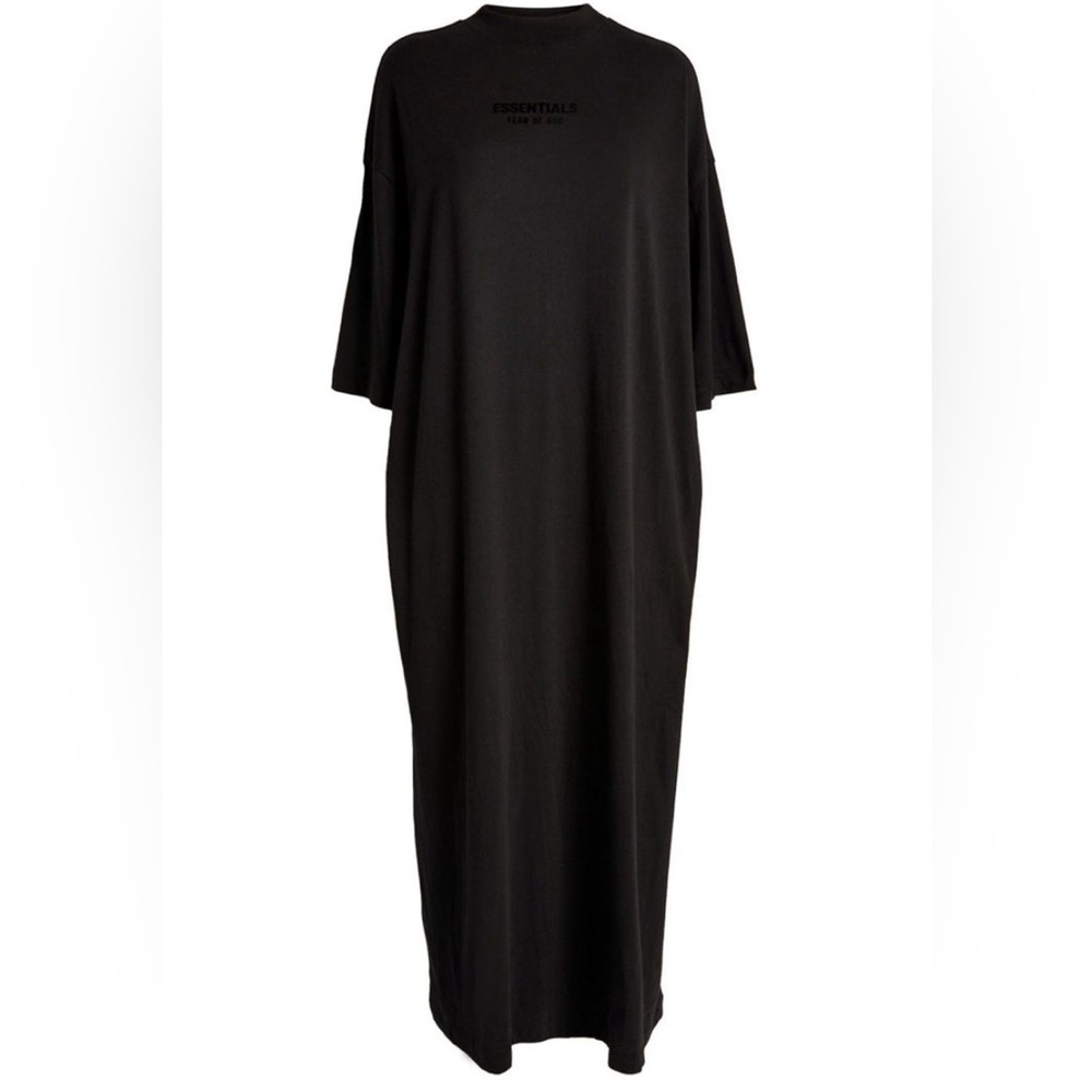 NWT Fear of God Essentials Super Oversized Black T-Shirt Dress with Pockets Sz L - Picture 2 of 9